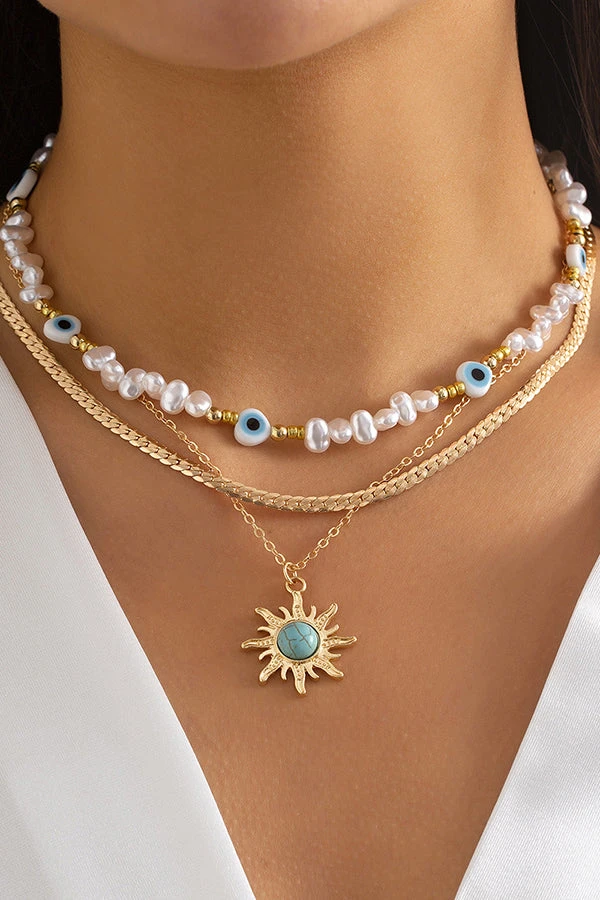 Retro Personality Contrasting Colors Pearl Necklace 1 Retro Personality Contrasting Colors Pearl Necklace