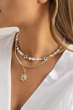 Retro Personality Contrasting Colors Pearl Necklace 6 Retro Personality Contrasting Colors Pearl Necklace -Acorpstyle XTY6292 GO 3