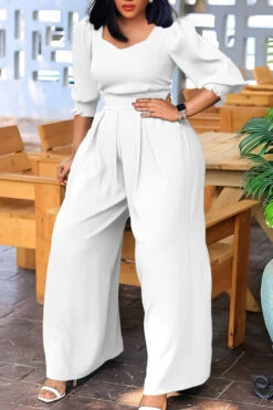 Stylish Sweetheart Collar Ruched Jumpsuit 5 Stylish Sweetheart Collar Ruched Jumpsuit -Acorpstyle XTY6307 WH 1