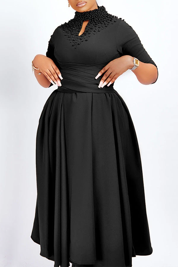 Keyhole Neck A-line Midi Dress 5 Keyhole Neck A-line Midi Dress - Image 5
