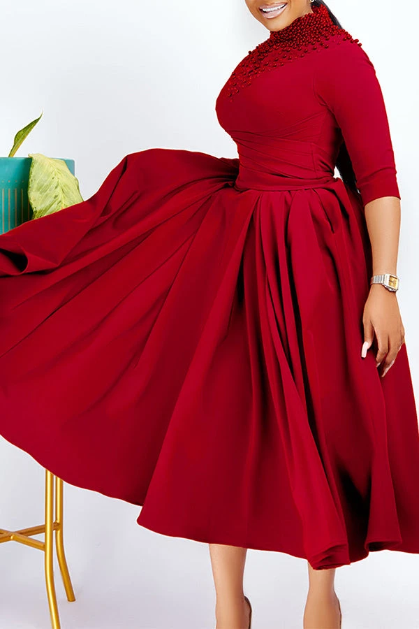 Keyhole Neck A-line Midi Dress 2 Keyhole Neck A-line Midi Dress - Image 2