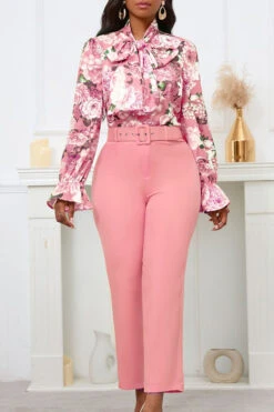 Stylish Botanical Print Blouse & Pants Set 9 Stylish Botanical Print Blouse & Pants Set -Acorpstyle XTY6349 PI 1