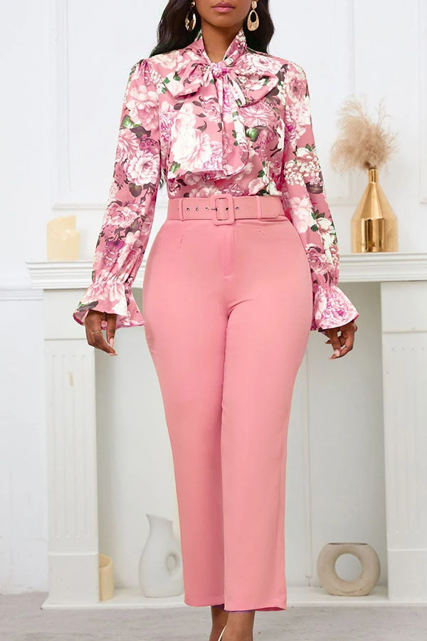 Stylish Botanical Print Blouse & Pants Set 4 Stylish Botanical Print Blouse & Pants Set - Image 4