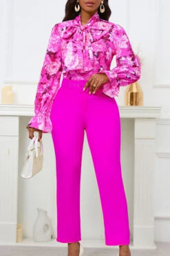 Stylish Botanical Print Blouse & Pants Set 8 Stylish Botanical Print Blouse & Pants Set -Acorpstyle XTY6349 RR 1