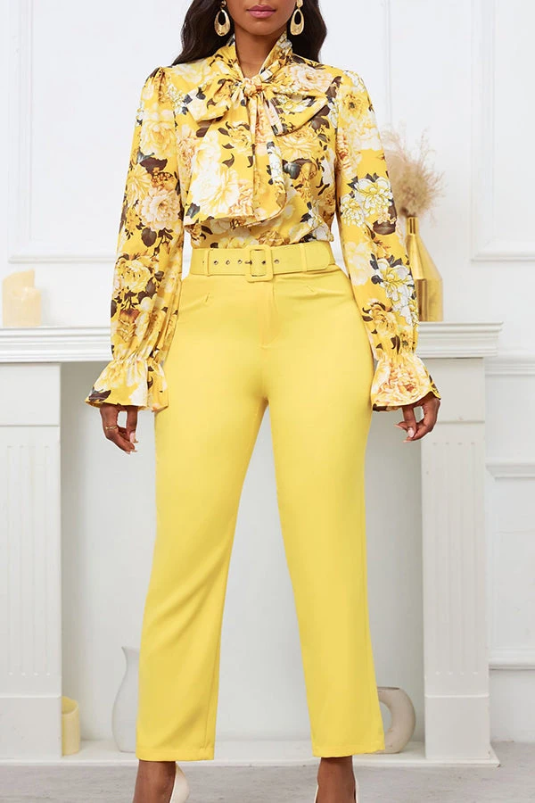 Stylish Botanical Print Blouse & Pants Set 1 Stylish Botanical Print Blouse & Pants Set