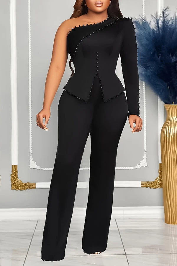 Elegant One Shoulder Top & Pants Set 1 Elegant One Shoulder Top & Pants Set