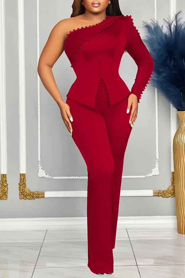 Elegant One Shoulder Top & Pants Set 5 Elegant One Shoulder Top & Pants Set - Image 5