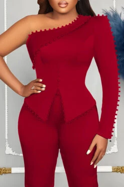 Elegant One Shoulder Top & Pants Set 11 Elegant One Shoulder Top & Pants Set -Acorpstyle XTY6362 RE 2