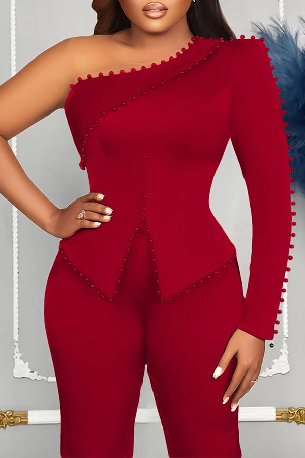 Elegant One Shoulder Top & Pants Set 6 Elegant One Shoulder Top & Pants Set - Image 6