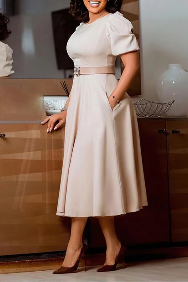 Elegant Puff Sleeve A-line Dress 1 Elegant Puff Sleeve A-line Dress