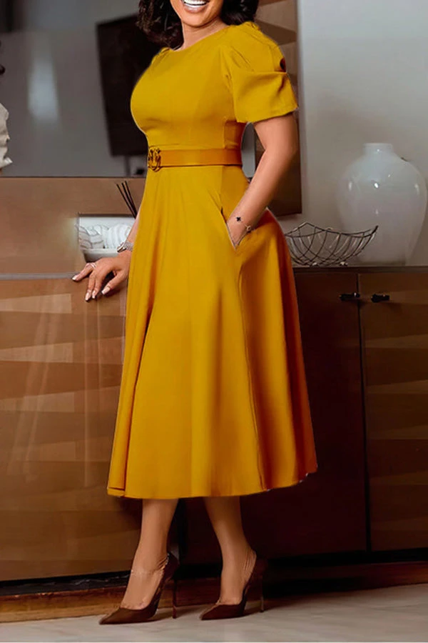 Elegant Puff Sleeve A-line Dress 2 Elegant Puff Sleeve A-line Dress - Image 2