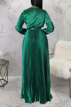 Elegant V-Neck Pleated Maxi Dress 32 Elegant V-Neck Pleated Maxi Dress -Acorpstyle XTY6520 GR 2