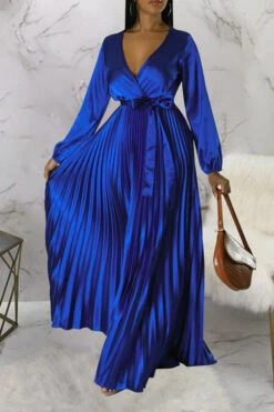 Elegant V-Neck Pleated Maxi Dress 22 Elegant V-Neck Pleated Maxi Dress -Acorpstyle XTY6520 RB 4