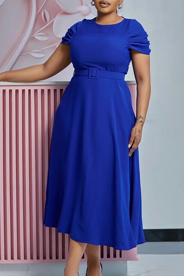 Elegant Ruched Sleeve Midi Dress 3 Elegant Ruched Sleeve Midi Dress - Image 3