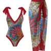 Stylish One-Piece Swimsuit & Cover-Up Skirt Set