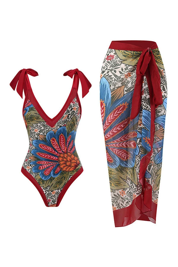 Stylish One-Piece Swimsuit & Cover-Up Skirt Set 1 Stylish One-Piece Swimsuit & Cover-Up Skirt Set