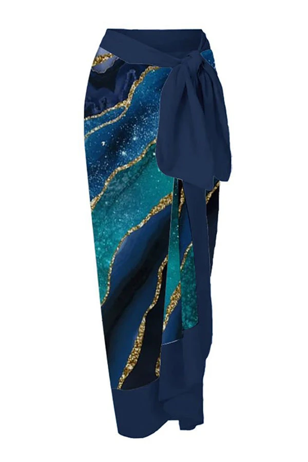 Retro Print One-Piece Swimsuit & Cover-Up Skirt Set 3 Retro Print One-Piece Swimsuit & Cover-Up Skirt Set - Image 3