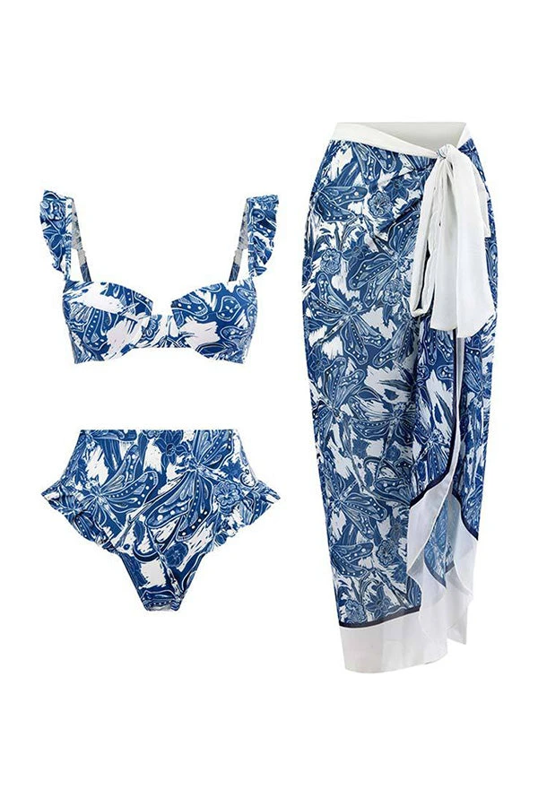 Allover Print Flutter Top & Pants Three-piece Set 4 Allover Print Flutter Top & Pants Three-piece Set - Image 4