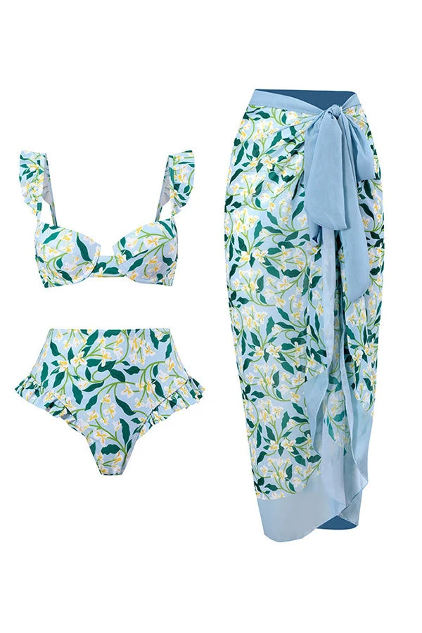 Allover Print Flutter Top & Pants Three-piece Set 3 Allover Print Flutter Top & Pants Three-piece Set - Image 3