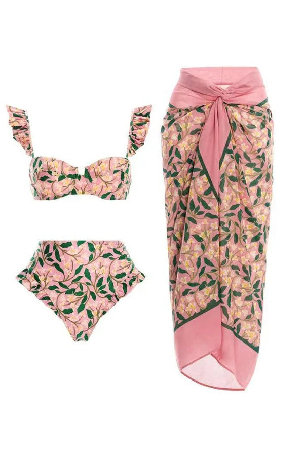 Allover Print Flutter Top & Pants Three-piece Set 2 Allover Print Flutter Top & Pants Three-piece Set - Image 2