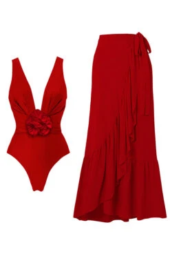 Fashion Twist Front Romper & Ruffle Hem Set 12 Fashion Twist Front Romper & Ruffle Hem Set -Acorpstyle XTY6589 RE 1