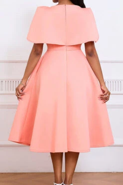 Elegant Solid Shawl Sleeve A-line Dress 13 Elegant Solid Shawl Sleeve A-line Dress -Acorpstyle XTY6642 PI 2