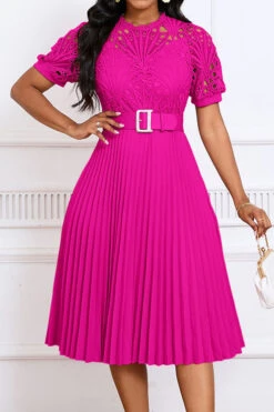Elegant Lace Pleated A-line Dress 11 Elegant Lace Pleated A-line Dress -Acorpstyle XTY6643 RR 1