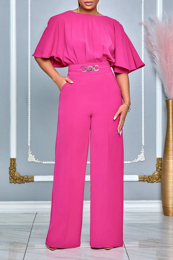 Stylish Flutter Sleeve Ruched Jumpsuit 2 Stylish Flutter Sleeve Ruched Jumpsuit - Image 2