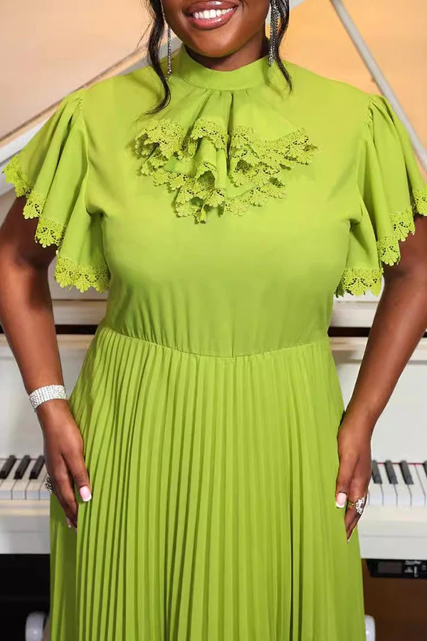 Elegant Flutter Sleeve Pleated Maxi Dress 3 Elegant Flutter Sleeve Pleated Maxi Dress - Image 3