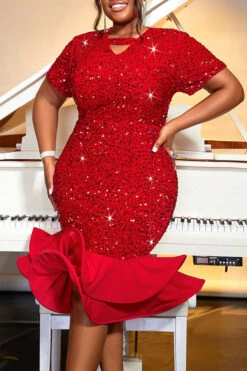 Gorgeous Sequin Layered Ruffle Midi Dress 6 Gorgeous Sequin Layered Ruffle Midi Dress -Acorpstyle XTY6683 RE 3