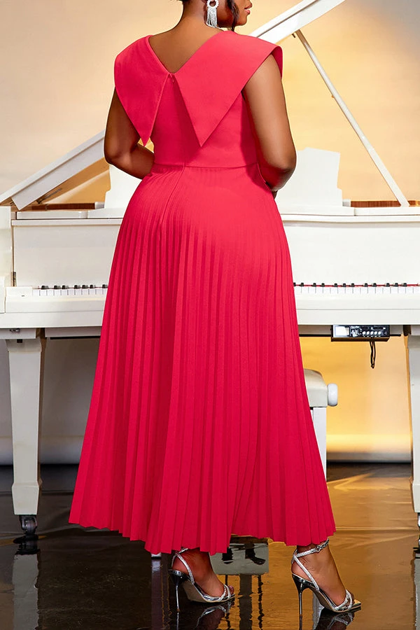 Elegant Pleated Button Front Midi Dress 2 Elegant Pleated Button Front Midi Dress - Image 2