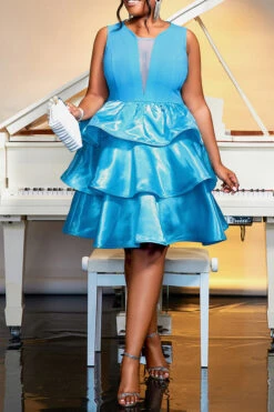 Gorgeous Layered Ruffle Midi Dress 7 Gorgeous Layered Ruffle Midi Dress -Acorpstyle XTY6700 BL 4