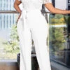 Gorgeous Lace Panel Tie Front Jumpsuit
