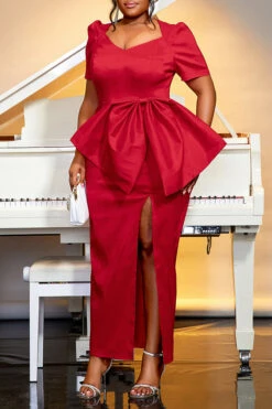 Stylish Sexy Bow Split Thigh Formal Dress 7 Stylish Sexy Bow Split Thigh Formal Dress -Acorpstyle XTY6722 RE 1