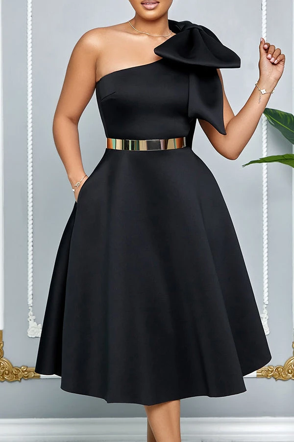 Elegant Bow Solid A-line Dress 10 Elegant Bow Solid A-line Dress - Image 10