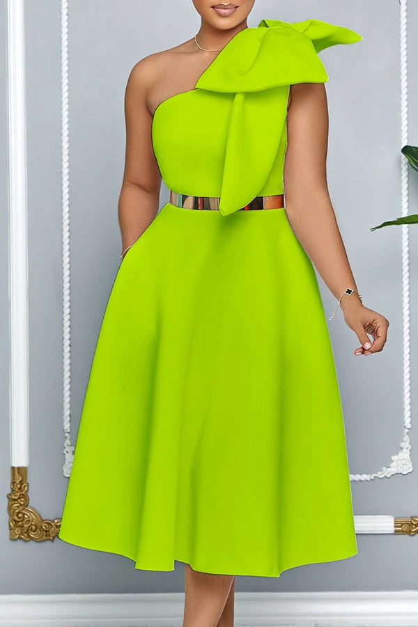 Elegant Bow Solid A-line Dress 8 Elegant Bow Solid A-line Dress - Image 8