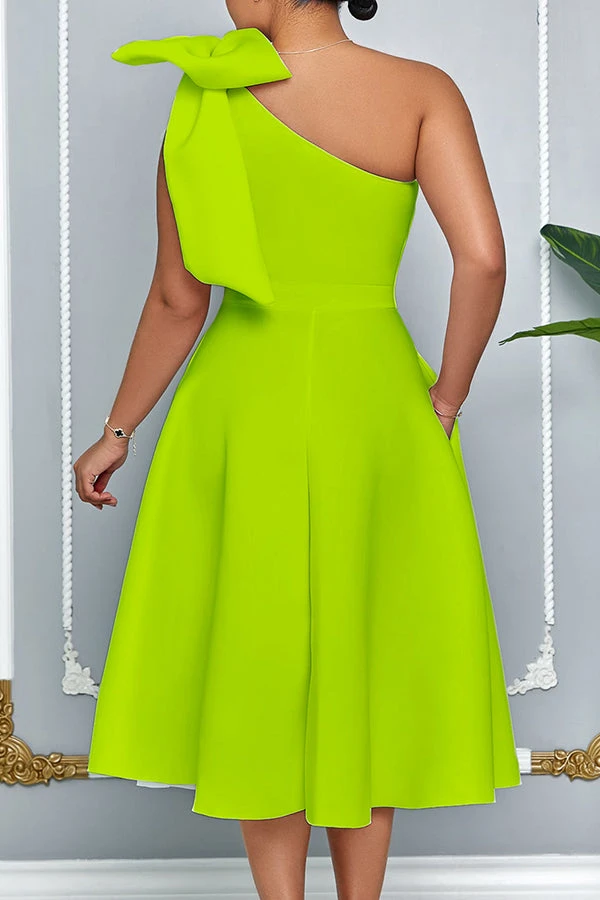 Elegant Bow Solid A-line Dress 9 Elegant Bow Solid A-line Dress - Image 9