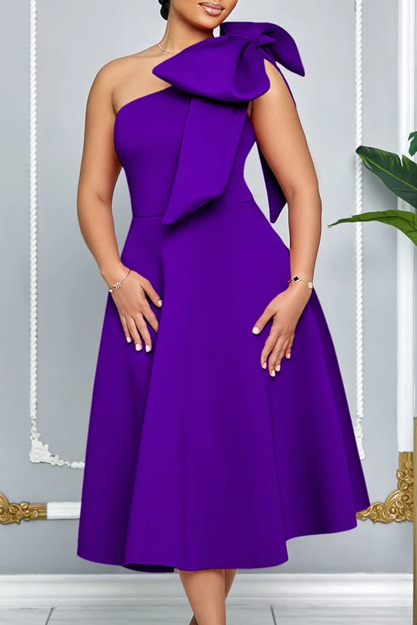 Elegant Bow Solid A-line Dress 6 Elegant Bow Solid A-line Dress - Image 6