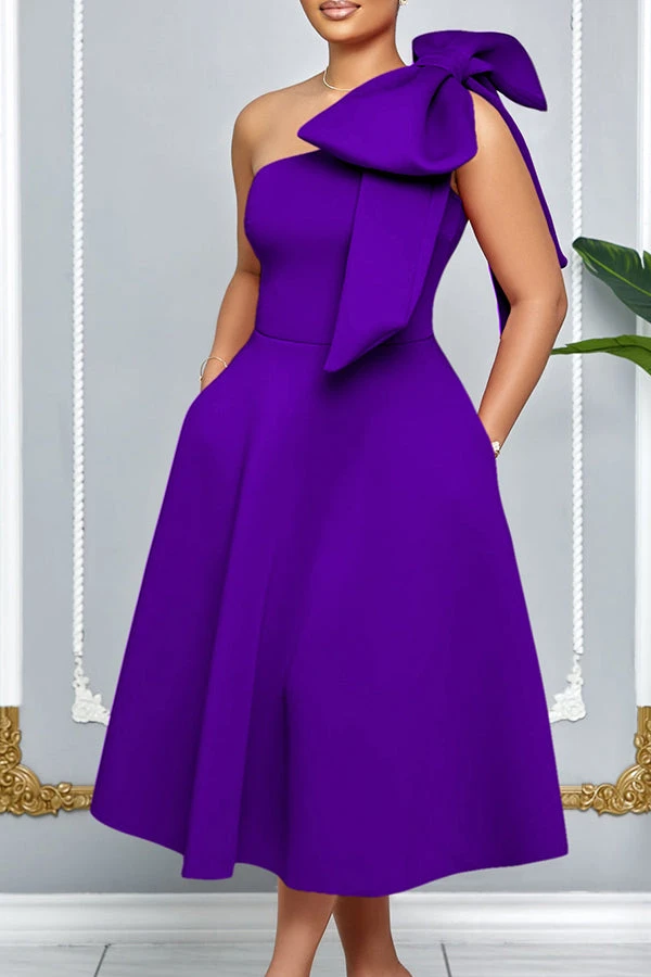 Elegant Bow Solid A-line Dress 7 Elegant Bow Solid A-line Dress - Image 7