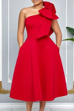 Elegant Bow Solid A-line Dress 12 Elegant Bow Solid A-line Dress -Acorpstyle XTY6736 RE 1