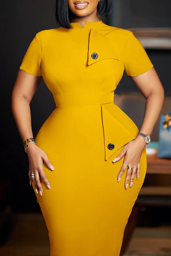 Elegant Bodycon Slant Pocket Midi Dress 4 Elegant Bodycon Slant Pocket Midi Dress - Image 4