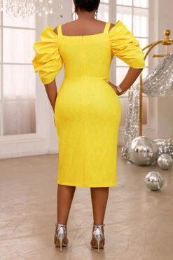 Charming Ruched Sleeve Lace Evening Dress 9 Charming Ruched Sleeve Lace Evening Dress -Acorpstyle XTY6758 YE 5