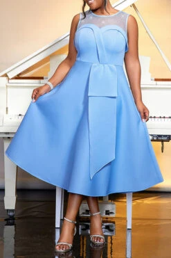 Gorgeous Mesh Panel Rhinestones Party Dress 6 Gorgeous Mesh Panel Rhinestones Party Dress -Acorpstyle XTY6766 BL 3