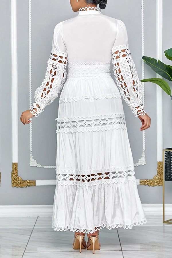 Stunning Crochet Cut-out Crop Top & Maxi Skirt Set 3 Stunning Crochet Cut-out Crop Top & Maxi Skirt Set - Image 3