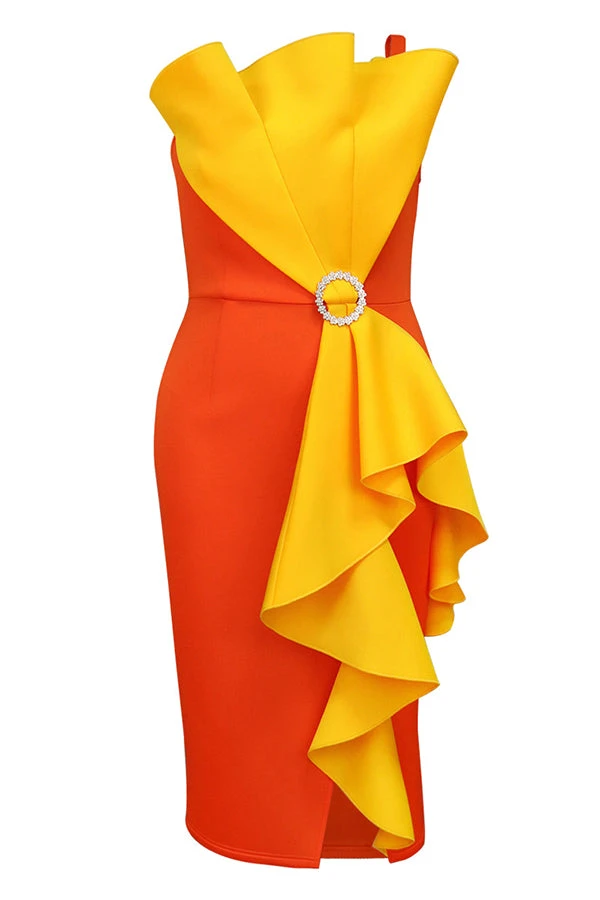 Stunning Color Block Ruffle Party Dress 2 Stunning Color Block Ruffle Party Dress - Image 2