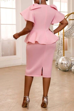 Charming Pearl Bows Detail Peplum Dress 8 Charming Pearl Bows Detail Peplum Dress -Acorpstyle XTY6812 PI 4