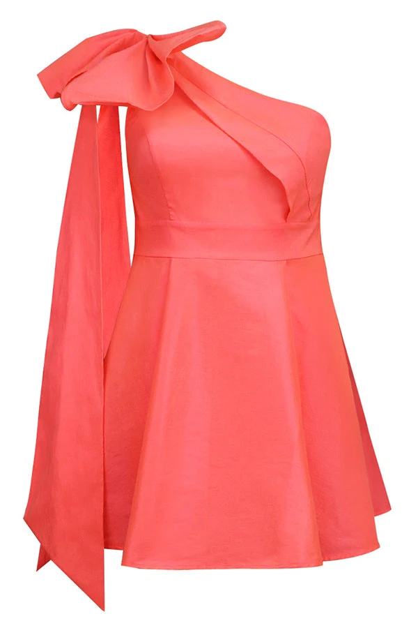 Bow Shoulder High Waist Party Dress 2 Bow Shoulder High Waist Party Dress - Image 2