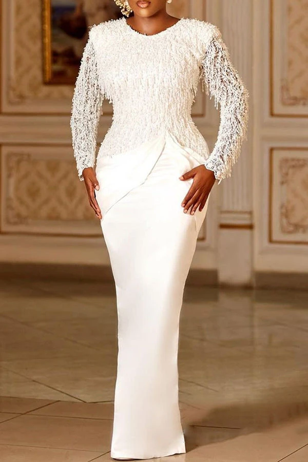 Gorgeous Lace Panel Tassel Evening Dress 1 Gorgeous Lace Panel Tassel Evening Dress