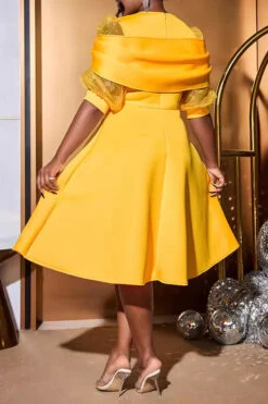 Party Bow Tie Bell Sleeve Dress 7 Party Bow Tie Bell Sleeve Dress -Acorpstyle XTY6864 YE 3 bbb0e585 2bd3 4edf 8c99 1e122f04d371