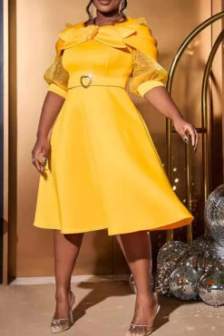 Party Bow Tie Bell Sleeve Dress 9 Party Bow Tie Bell Sleeve Dress -Acorpstyle XTY6864 YE 5 3f3fe07e 2313 4f96 8680 5a48238413e4